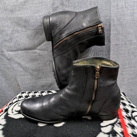 Billy Reid Handmade Zip Up Black Leather Boots Men Size 9 Italy